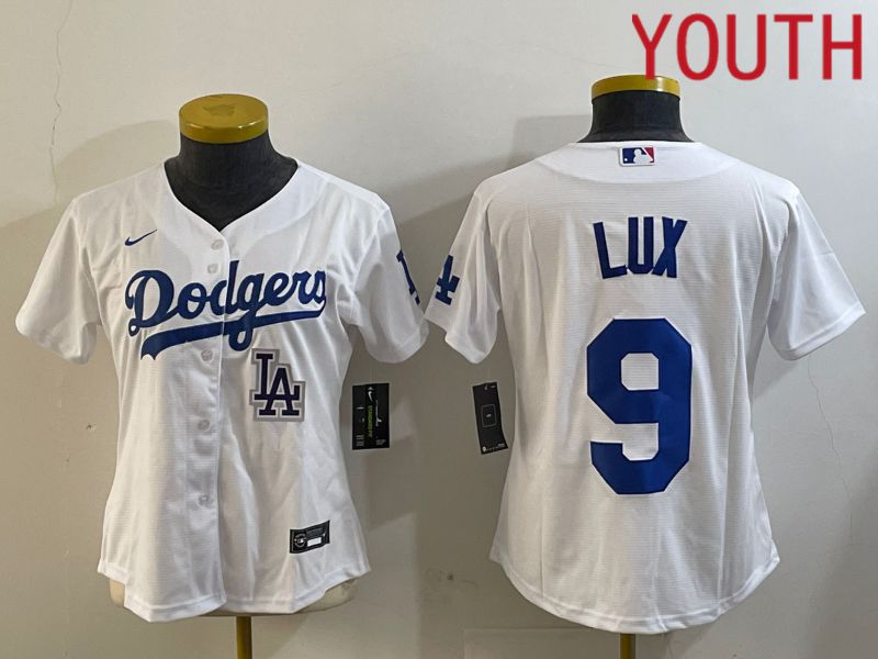 Youth Los Angeles Dodgers 9 Lux White Game 2024 Nike MLB Jersey style 5